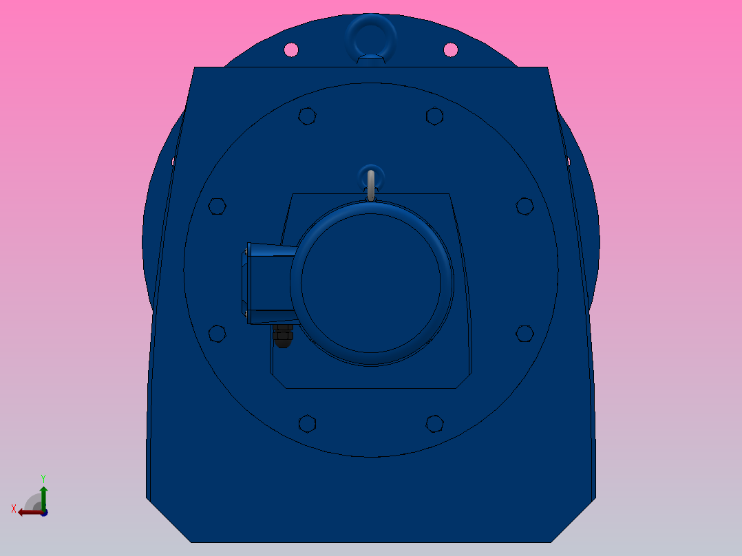 RF147R77法兰轴伸式组合型斜齿轮减速机RF147R77-Y1.5-4P-90L-M1-0°-Φ550后视图