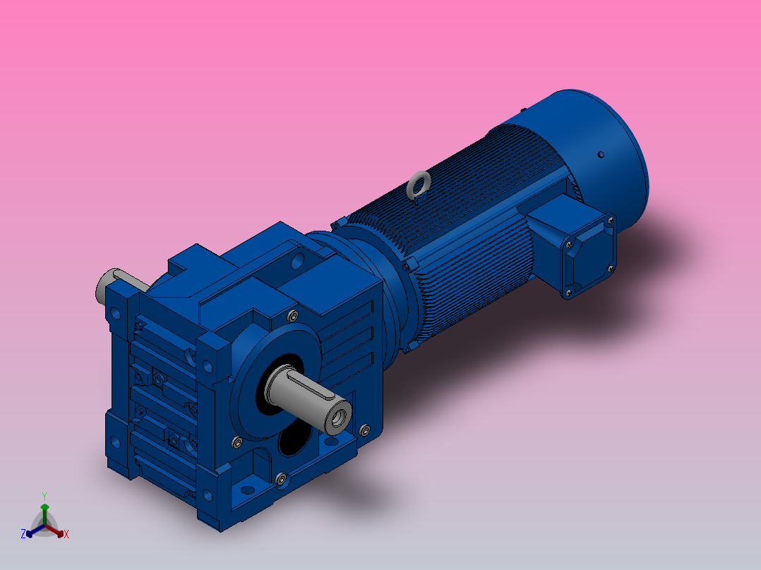 K77底脚轴伸式安装螺旋锥齿轮减速机K77-YVE1.1-6P-135.28-M1-0°-A+B主视图