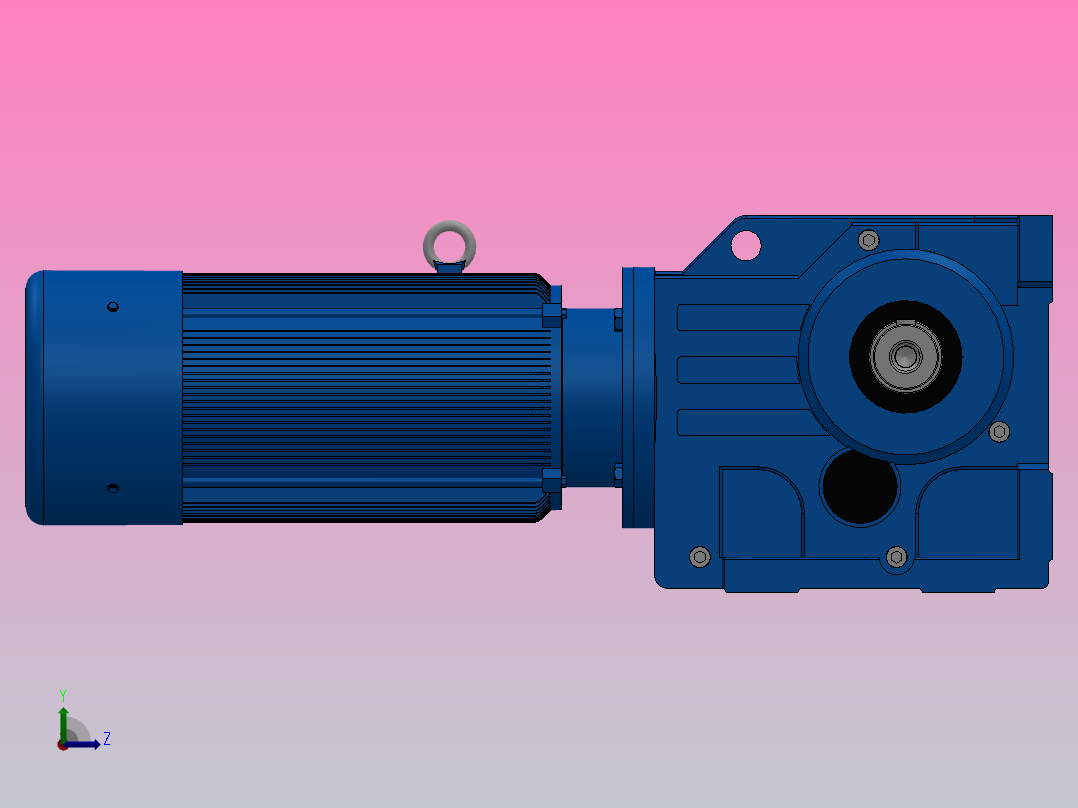 K77底脚轴伸式安装螺旋锥齿轮减速机K77-YVE1.1-6P-135.28-M1-0°-A+B左视图