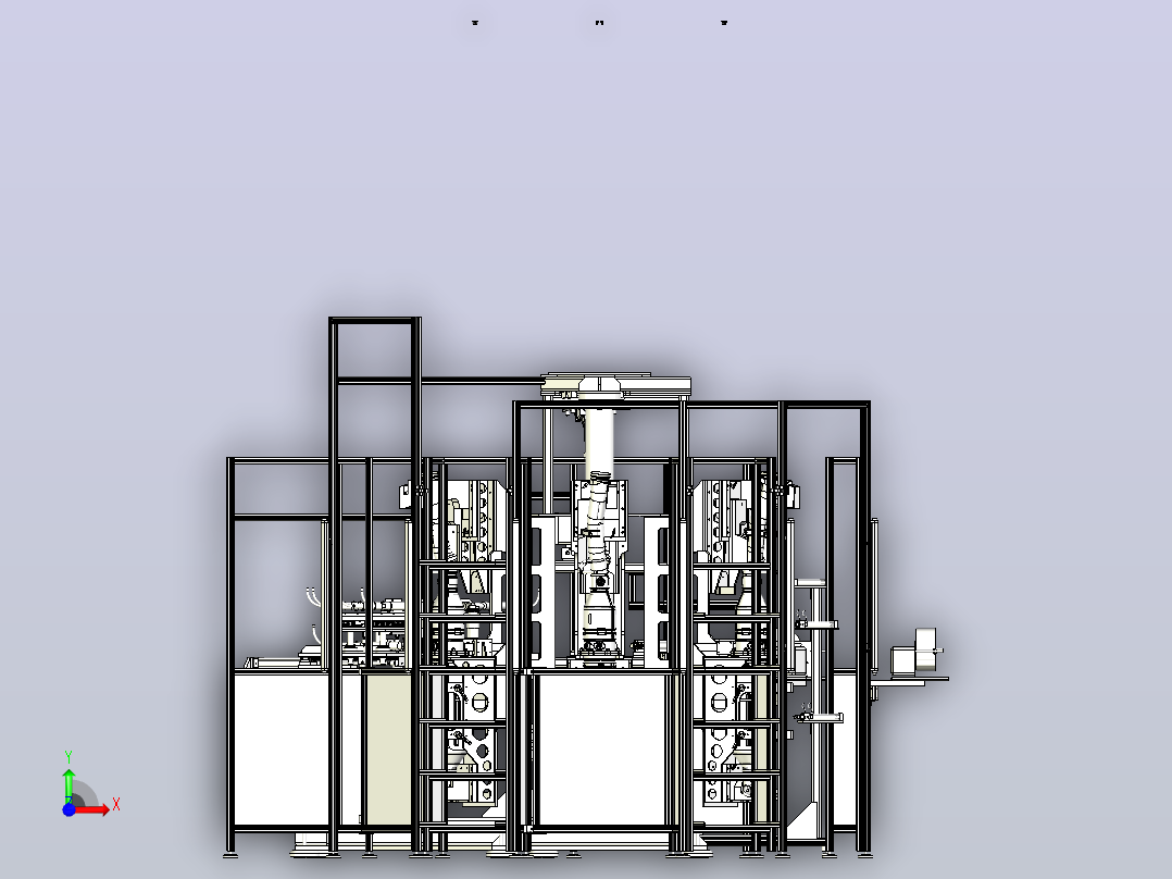 多工位组合非标自动化设备3D图纸三维模型前视图