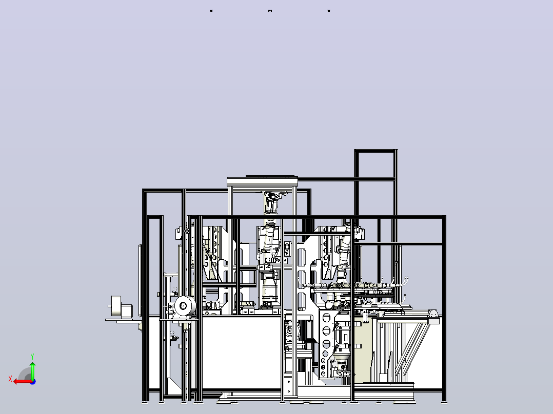 多工位组合非标自动化设备3D图纸三维模型后视图