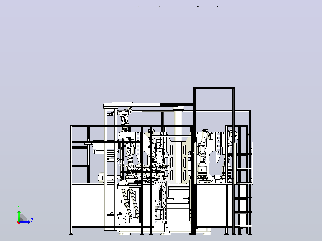 多工位组合非标自动化设备3D图纸三维模型左视图