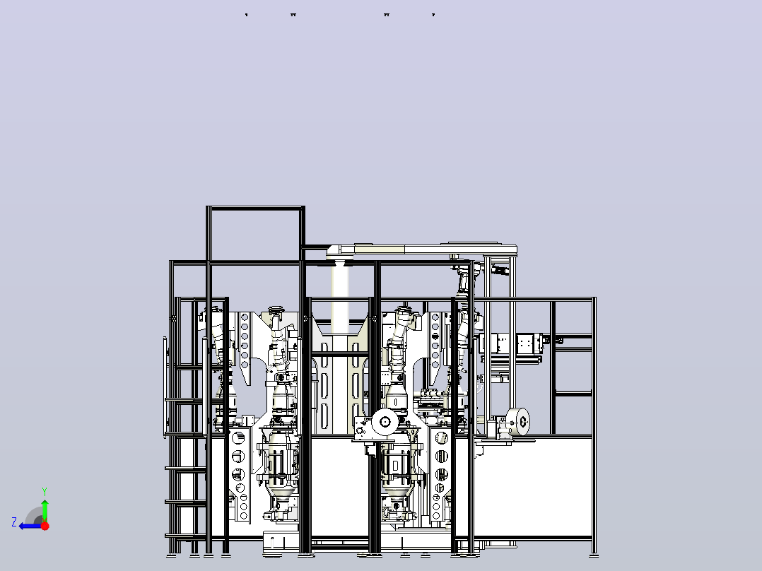 多工位组合非标自动化设备3D图纸三维模型右视图