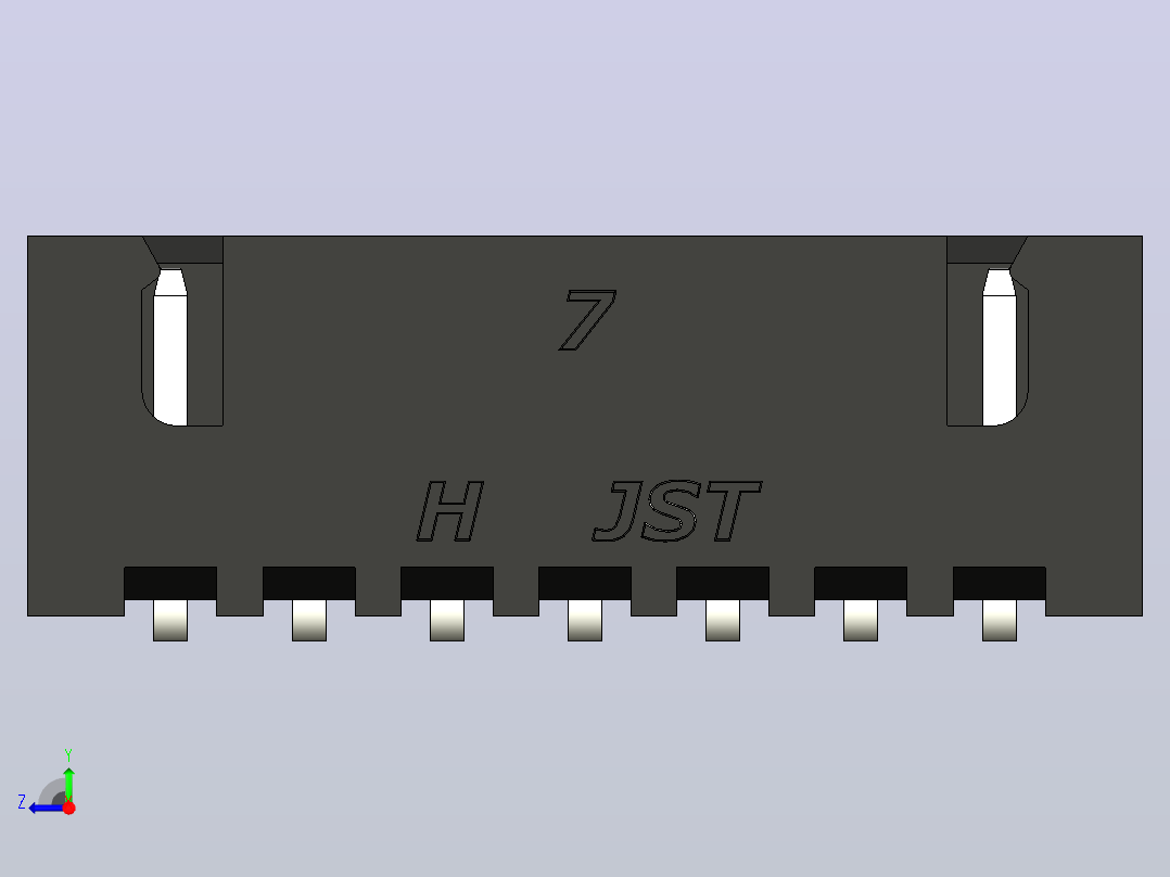 黑色JST XH 7针连接器P 2 54mm有角度右视图