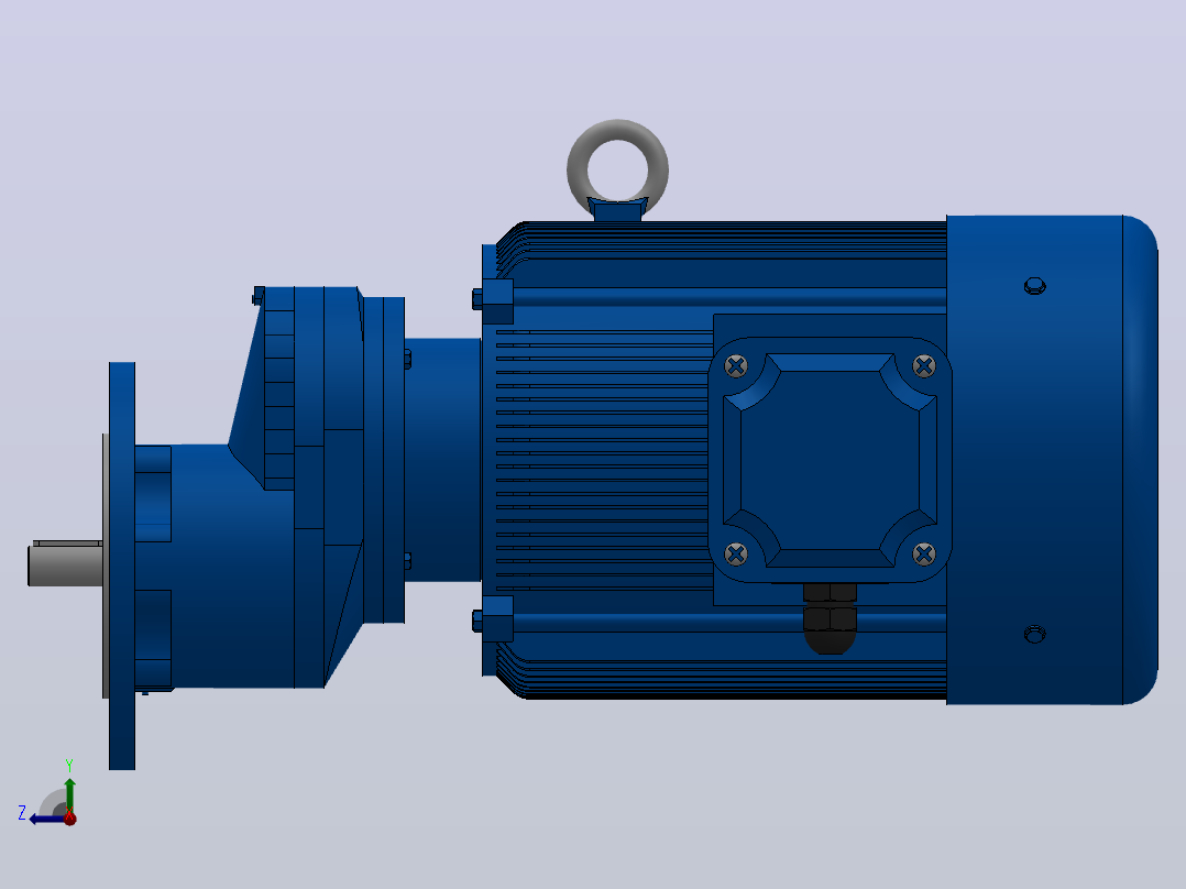 RXF57法兰轴伸式安装斜齿轮减速机RX57-Y4-4P-112M-M1-0°-Φ200右视图