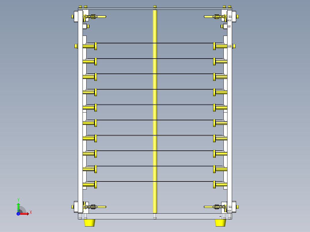 薄板储物柜出入导轨前视图