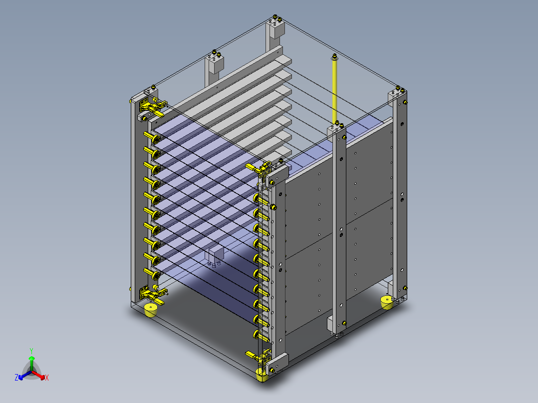 薄板储物柜出入导轨正等轴测图