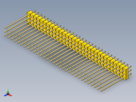 彩色公头100mil（2.54mm）系列-DS1021_yellow_3x31p_100mil_Type19_rev1.0正等轴测缩略图