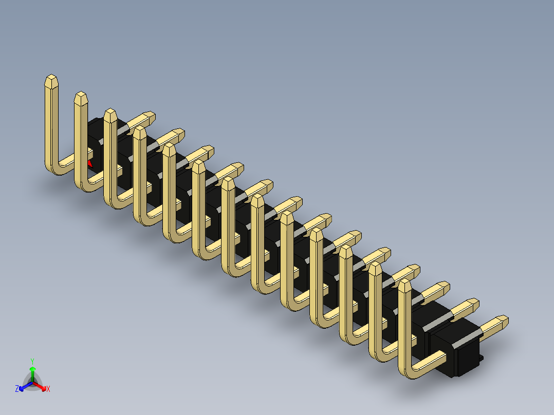彩色公排针 100mil 2.54mm 系列-DS1022_black_13p_100mil_TypeU_rev1.0