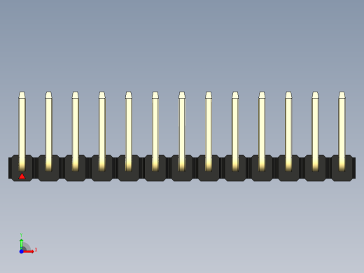 彩色公排针 100mil 2.54mm 系列-DS1022_black_13p_100mil_TypeU_rev1.0前视缩略图