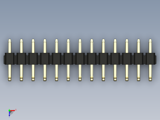 彩色公排针 100mil 2.54mm 系列-DS1022_black_13p_100mil_TypeU_rev1.0俯视缩略图