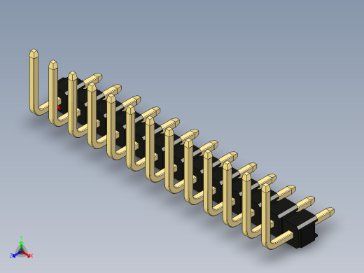 彩色公排针 100mil 2.54mm 系列-DS1022_black_13p_100mil_TypeU_rev1.0正等轴测缩略图