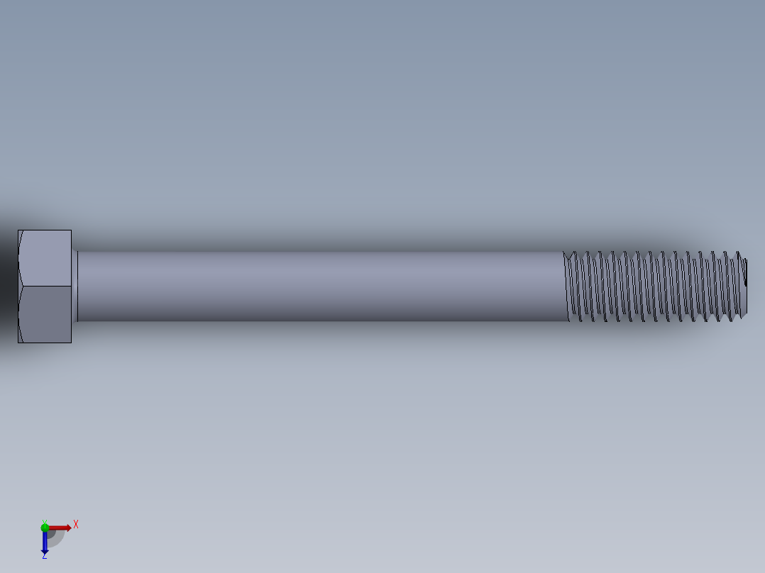 UNC 六角螺栓-Hex Bolt 0.3125-18 x 3.SLDPRT俯视图