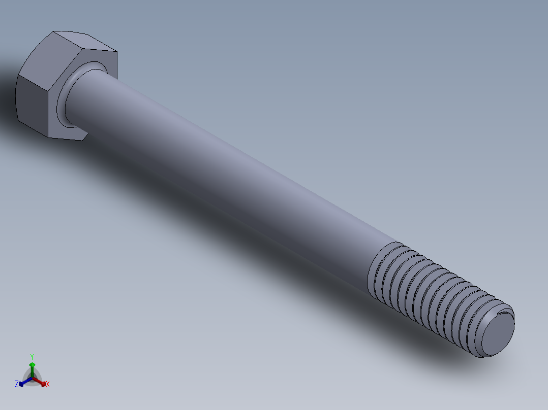 UNC 六角螺栓-Hex Bolt 0.3125-18 x 3.SLDPRT正等轴测图