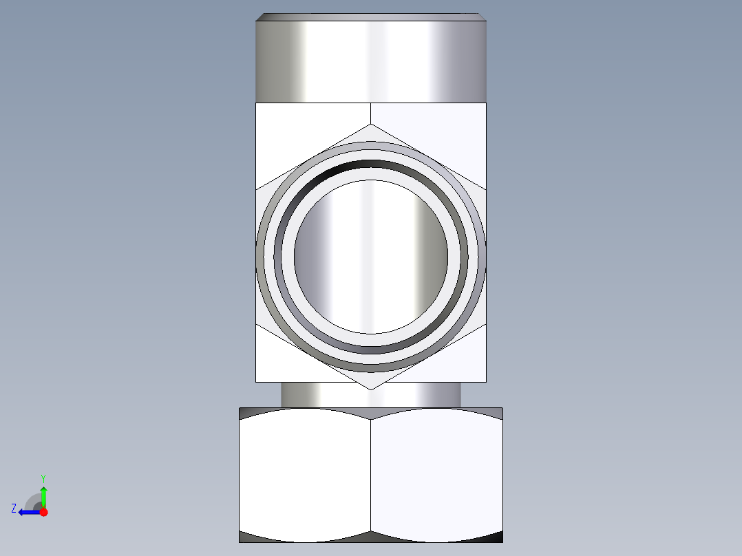 卡套式工业通用硬管接头EO_Standpipe_run_tee_EVL28LOMD71右视图