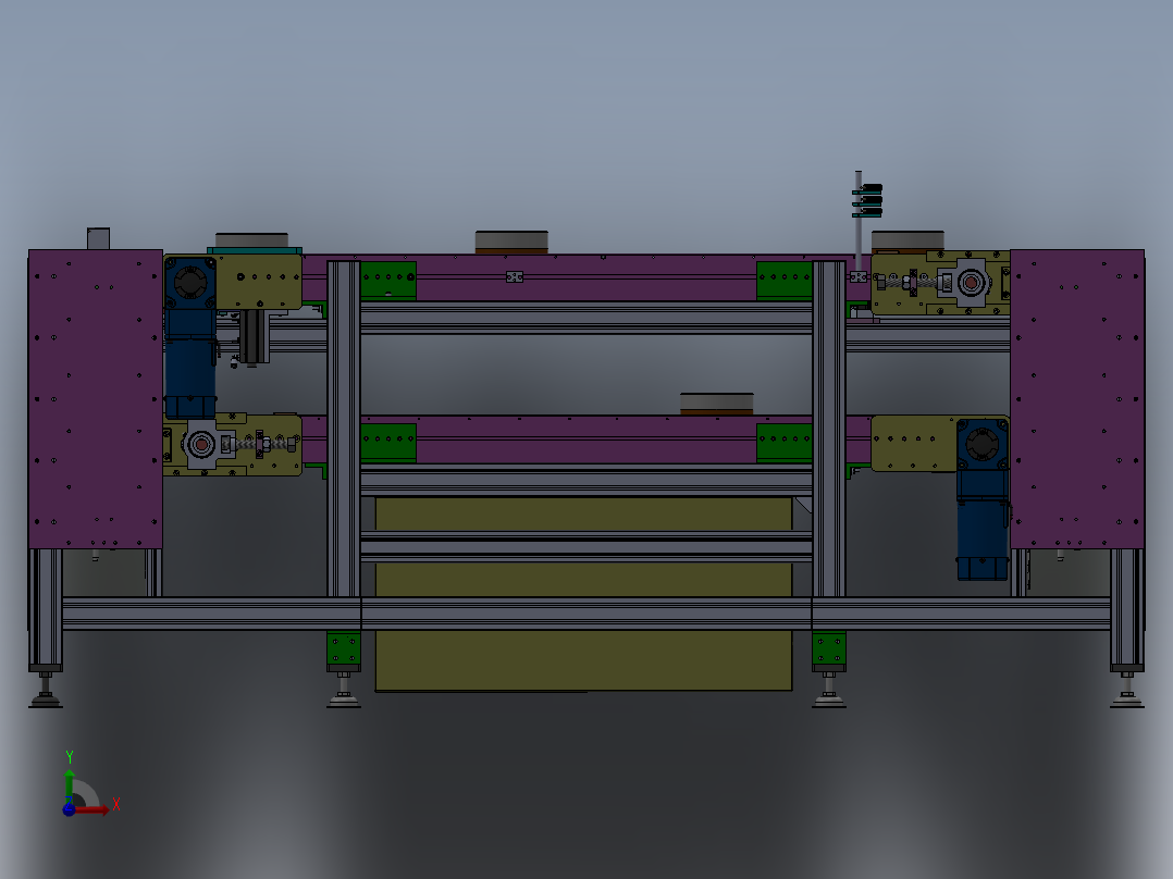 双层倍速链流水线（超详细的设计3D模型+工程图）前视图