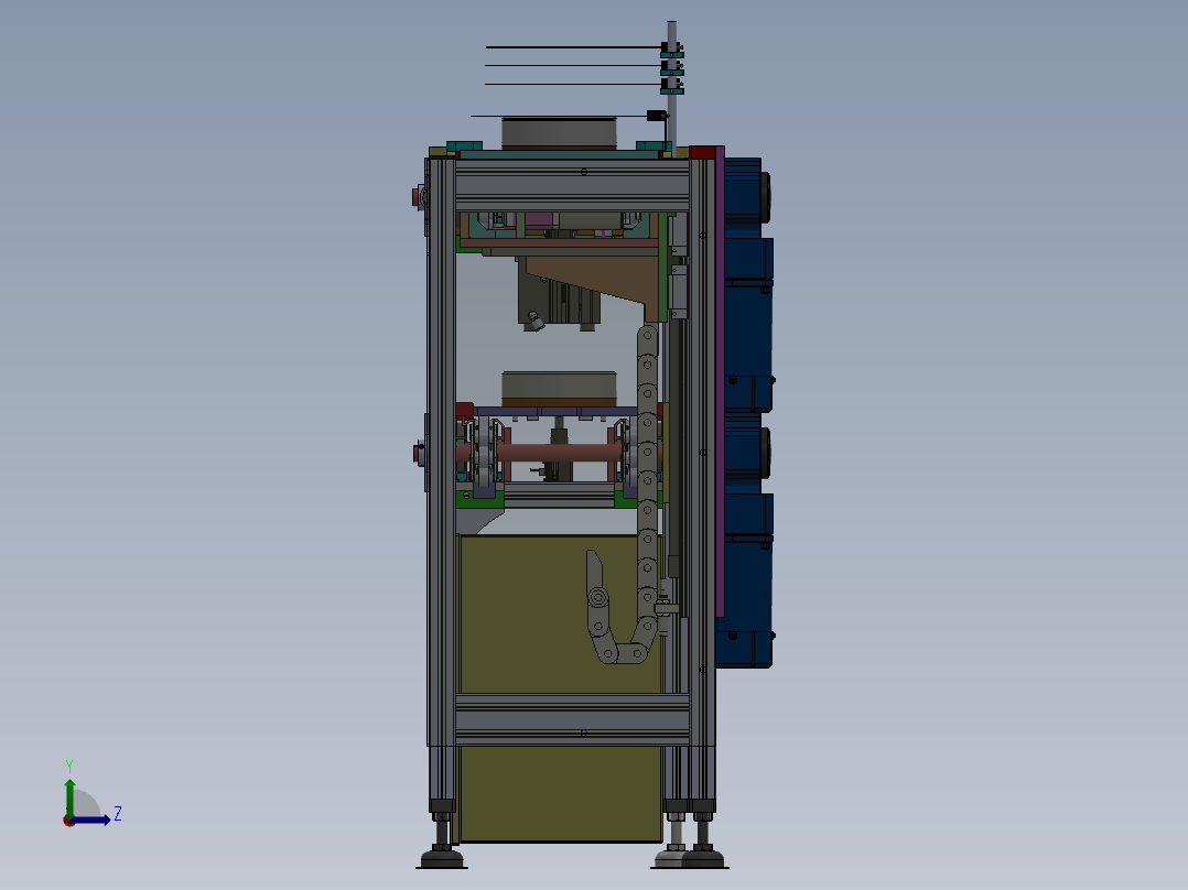 双层倍速链流水线（超详细的设计3D模型+工程图）左视图