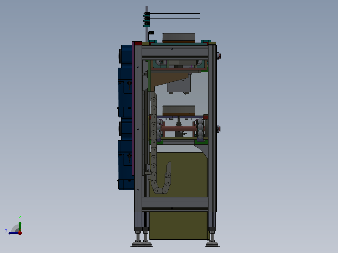 双层倍速链流水线（超详细的设计3D模型+工程图）右视图