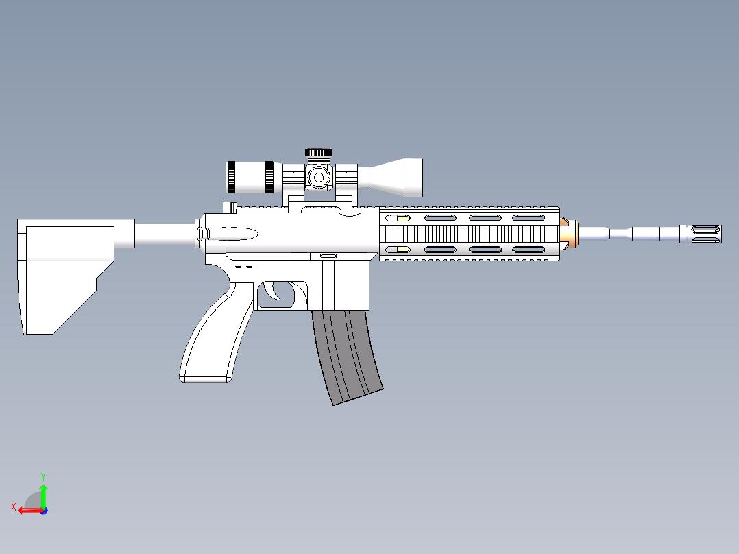 M416玩具枪（初音未来贴纸）后视图