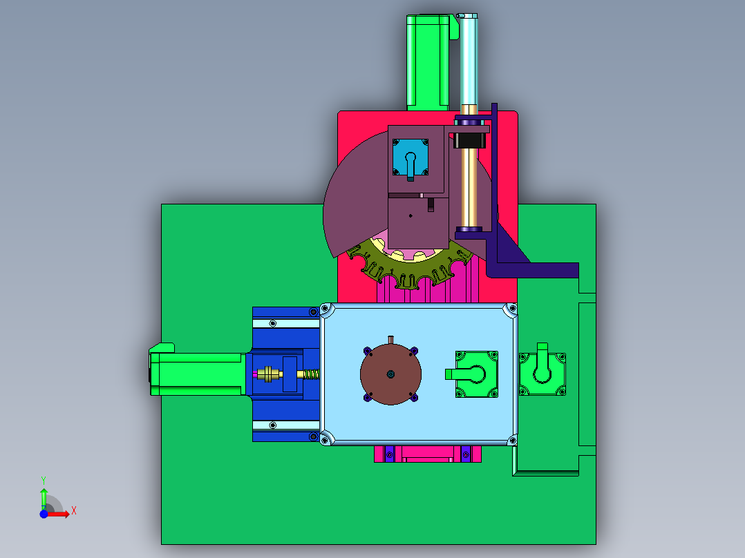 圆盘式换刀数控加工中心机床前视图