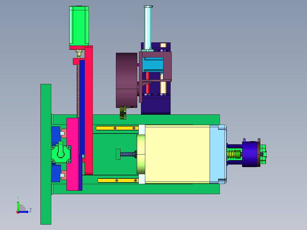 圆盘式换刀数控加工中心机床左视图