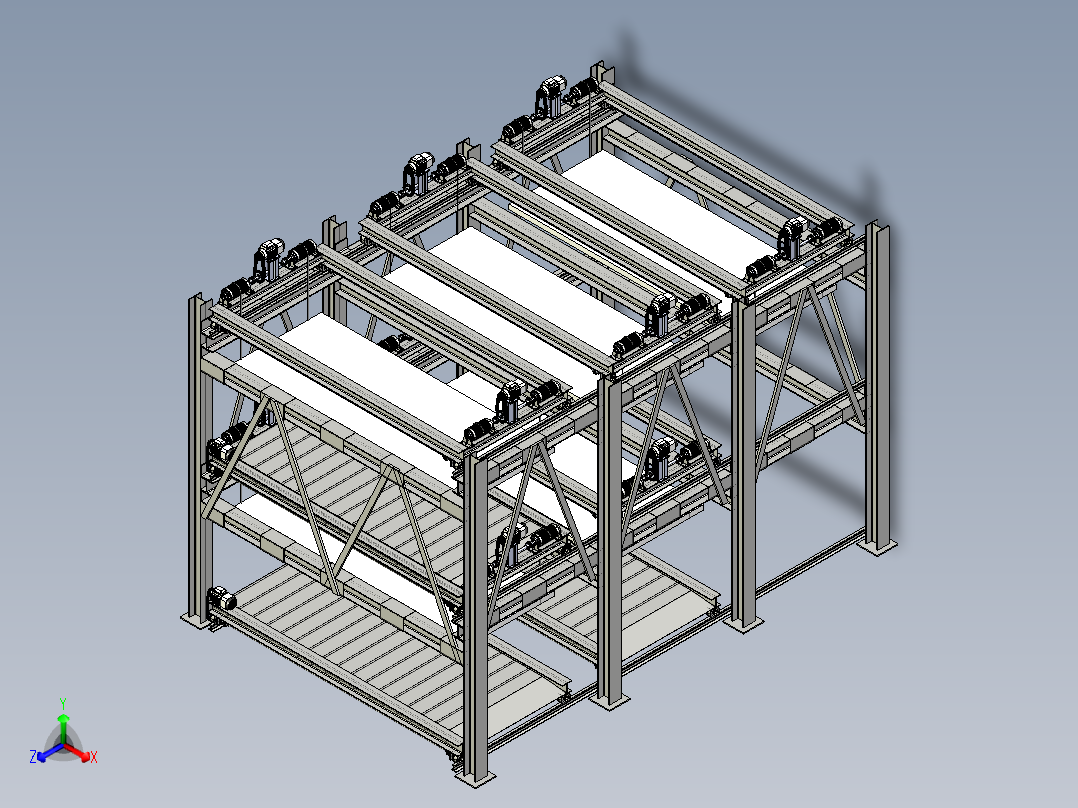 立体式升降型双层停车库正等轴测图