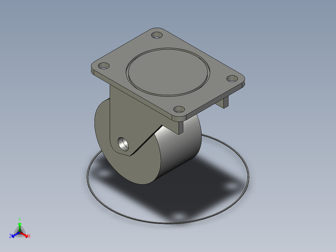 01-72系列3寸尼龙平顶活动脚轮主视图