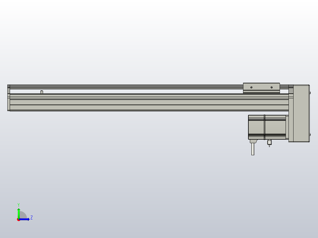 SYS12-500-BM-200W滚珠花健、支撑座、滚珠丝杠、交叉导轨、直线模组.STEP左视图