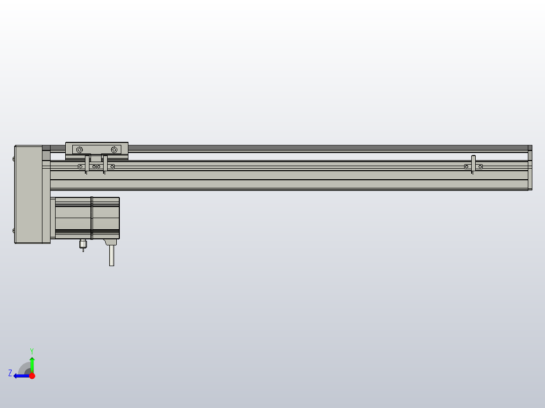 SYS12-500-BM-200W滚珠花健、支撑座、滚珠丝杠、交叉导轨、直线模组.STEP右视图