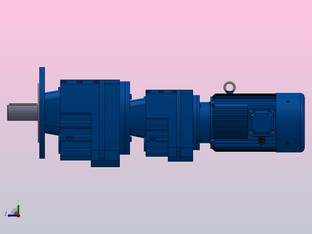 RF57R37法兰轴伸式组合型斜齿轮减速机RF57R37-Y0.18-4P-63-M1-0°-Φ200右视图