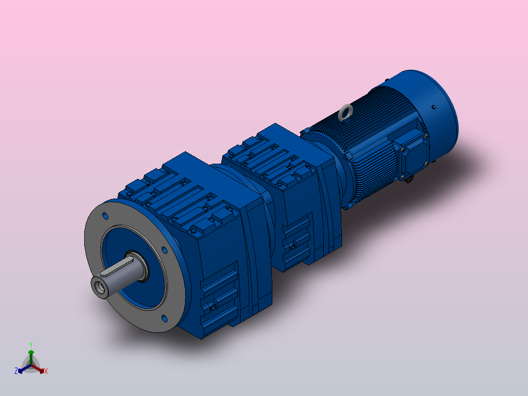 RF57R37法兰轴伸式组合型斜齿轮减速机RF57R37-Y0.18-4P-63-M1-0°-Φ200正等轴测图