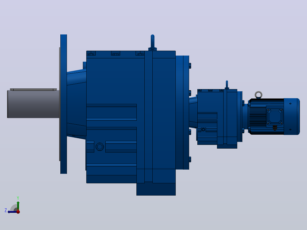RF147R77法兰轴伸式组合型斜齿轮减速机RF147R77-Y0.37-4P-71-M1-0°-Φ550右视图