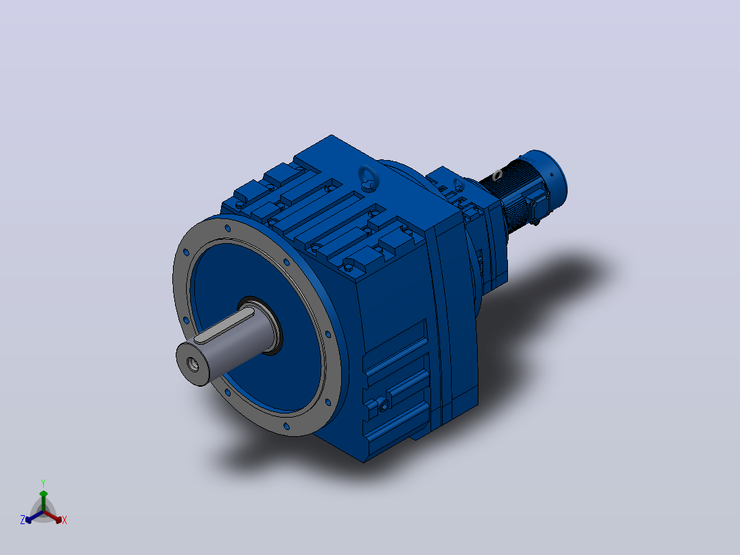 RF147R77法兰轴伸式组合型斜齿轮减速机RF147R77-Y0.37-4P-71-M1-0°-Φ550正等轴测图