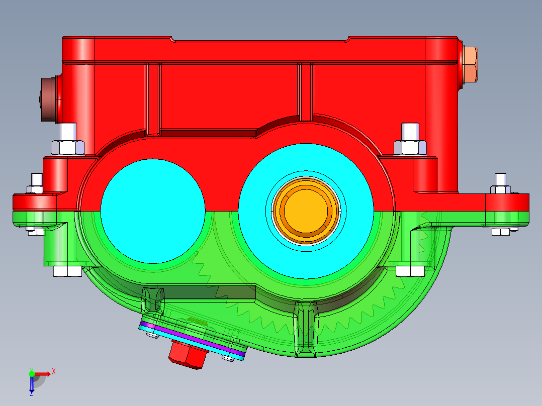 catia一级减速器课程设计图纸俯视图