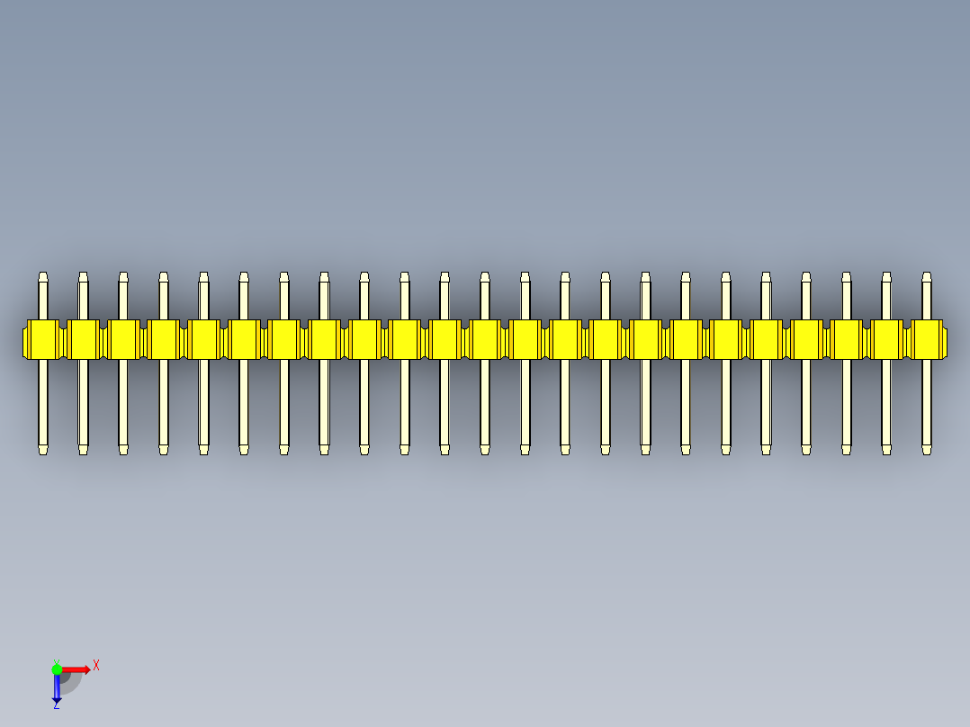 彩色公头100mil（2.54mm）系列-DS1021_yellow_2x23p_100mil_Type1_rev1.0俯视图
