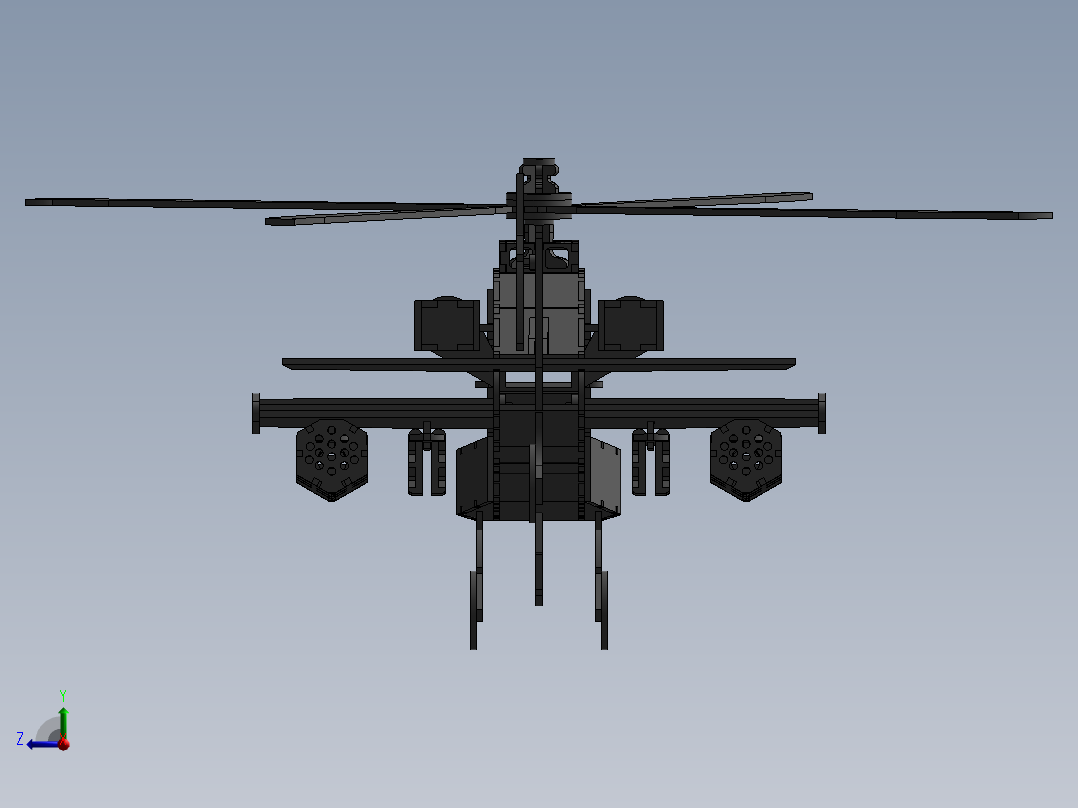 直升飞机 飞机模型设计 (18)后视图