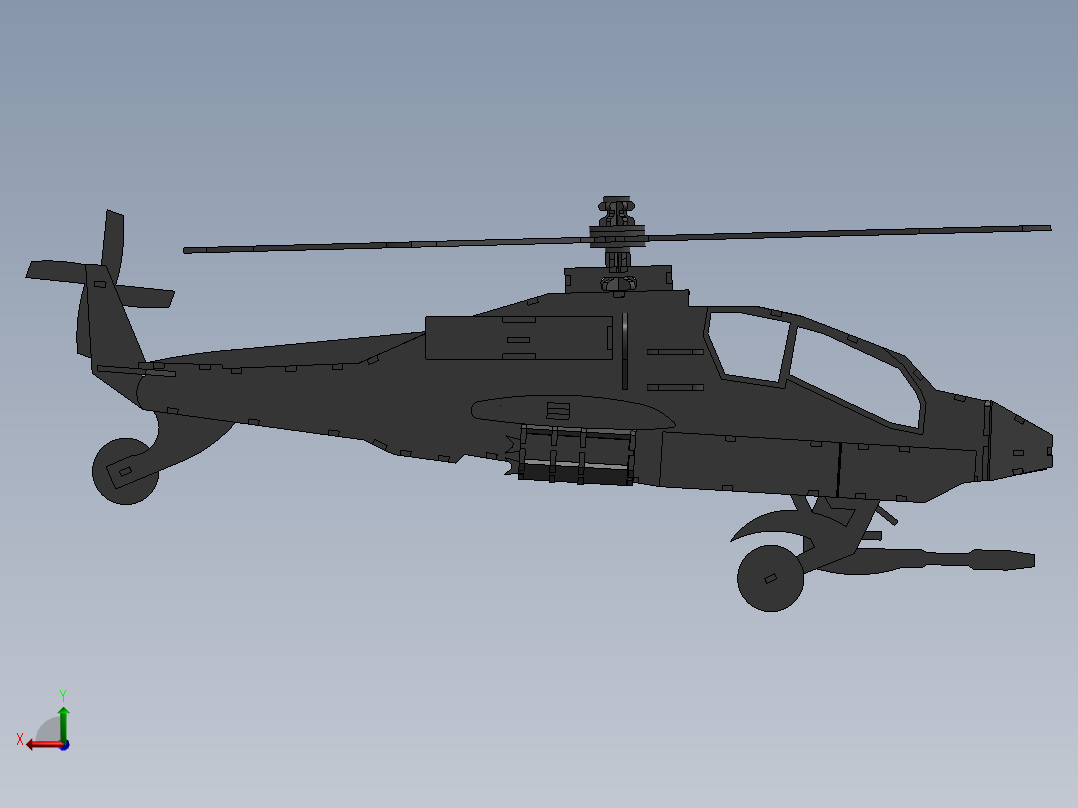 直升飞机 飞机模型设计 (18)左视图