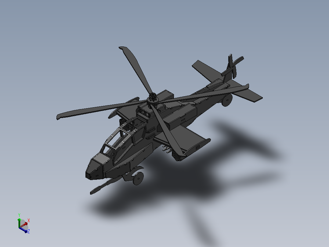 直升飞机 飞机模型设计 (18)正等轴测图