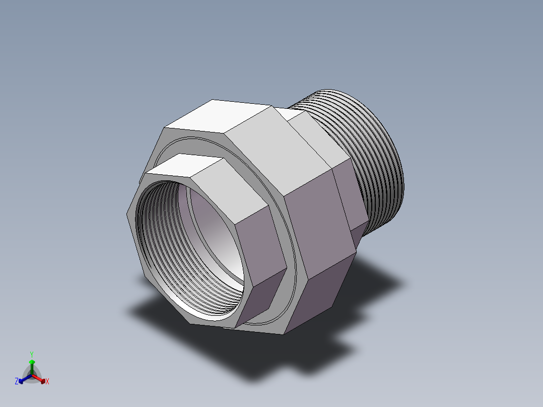 活接-等径内外丝直通 DN50正等轴测图