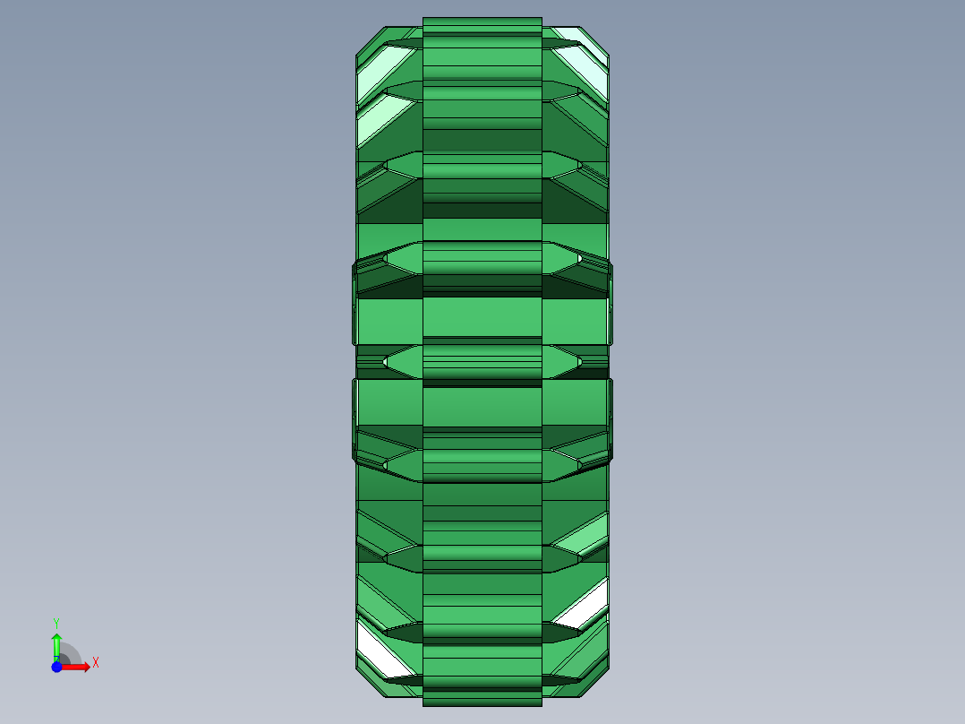32269 Green Technic Gear 20 Tooth Double Bevel.STEP前视图