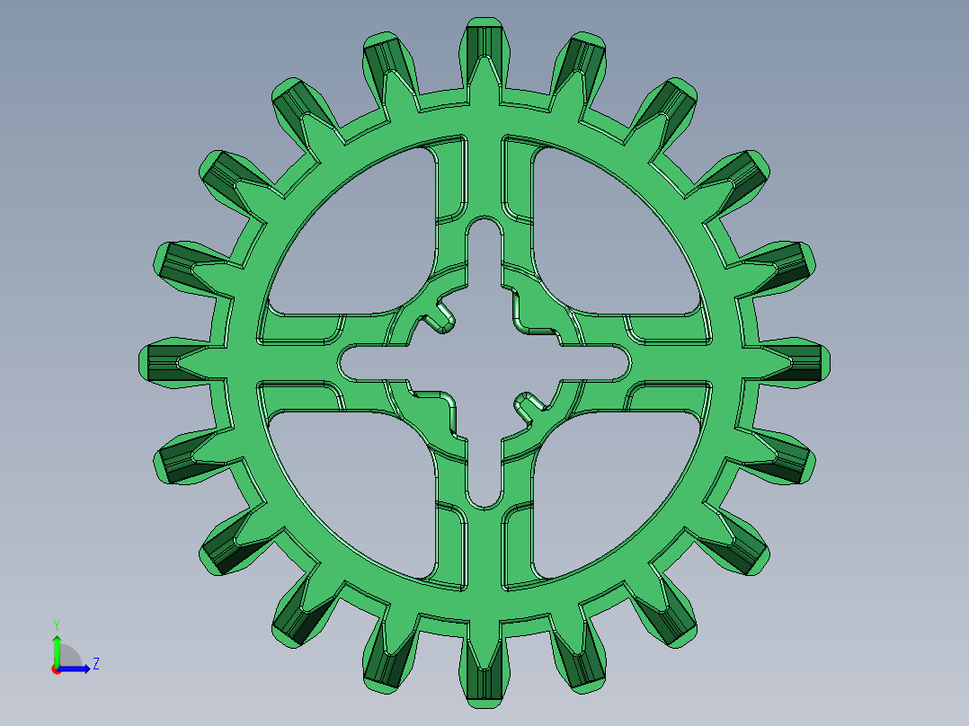 32269 Green Technic Gear 20 Tooth Double Bevel.STEP左视图