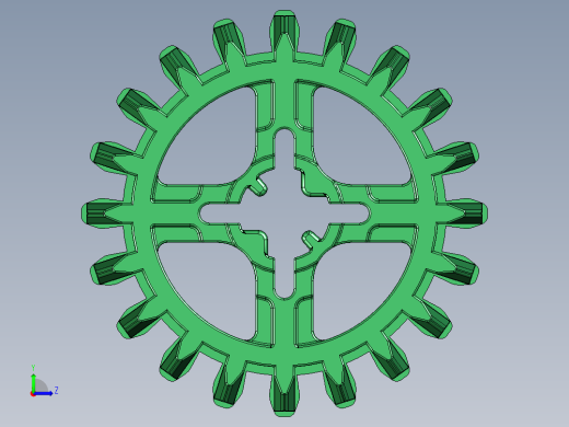 32269 Green Technic Gear 20 Tooth Double Bevel.STEP左视缩略图