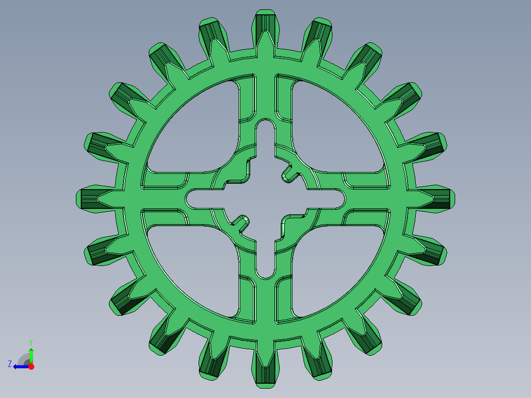 32269 Green Technic Gear 20 Tooth Double Bevel.STEP右视图