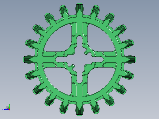 32269 Green Technic Gear 20 Tooth Double Bevel.STEP右视缩略图