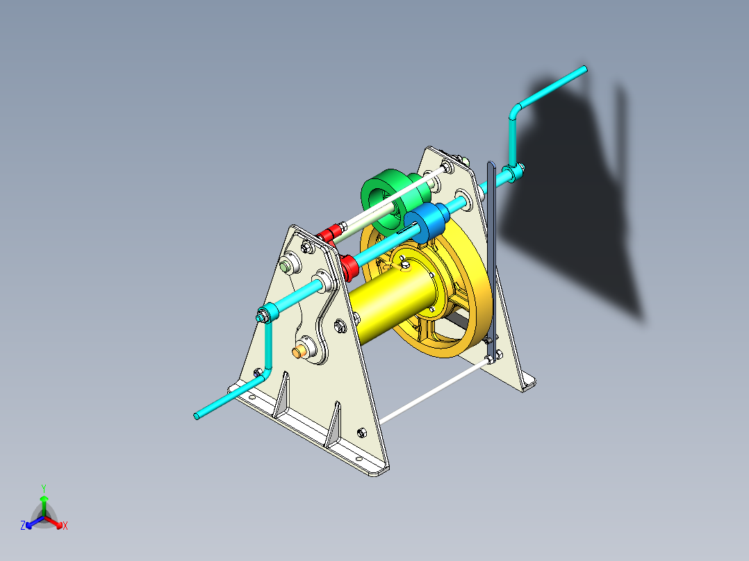绞车 卷扬机 (8)正等轴测图