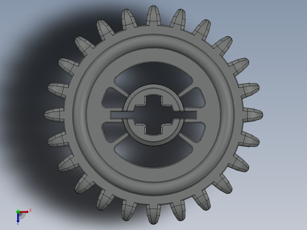 3650 OldGray Technic Gear 24 Tooth Crown Type III (x pattern).SLDPRT俯视图