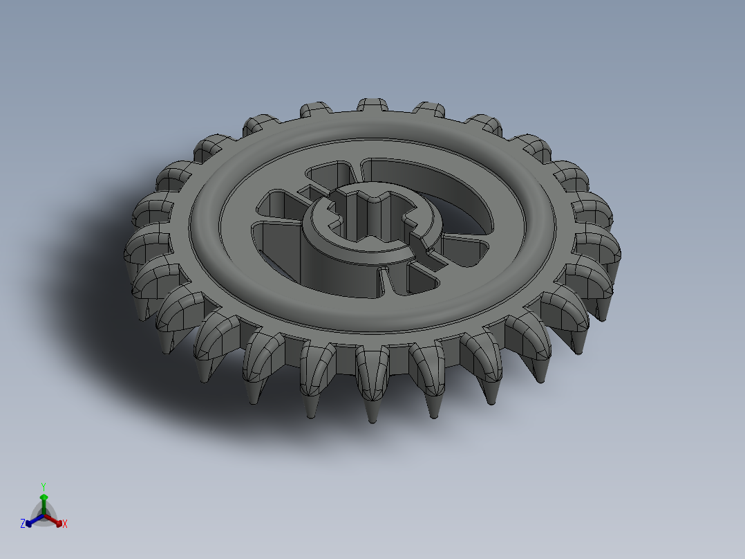3650 OldGray Technic Gear 24 Tooth Crown Type III (x pattern).SLDPRT正等轴测图