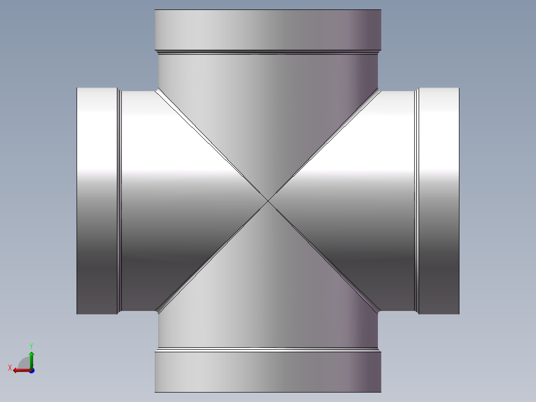 四通-等径内丝 DN50后视图
