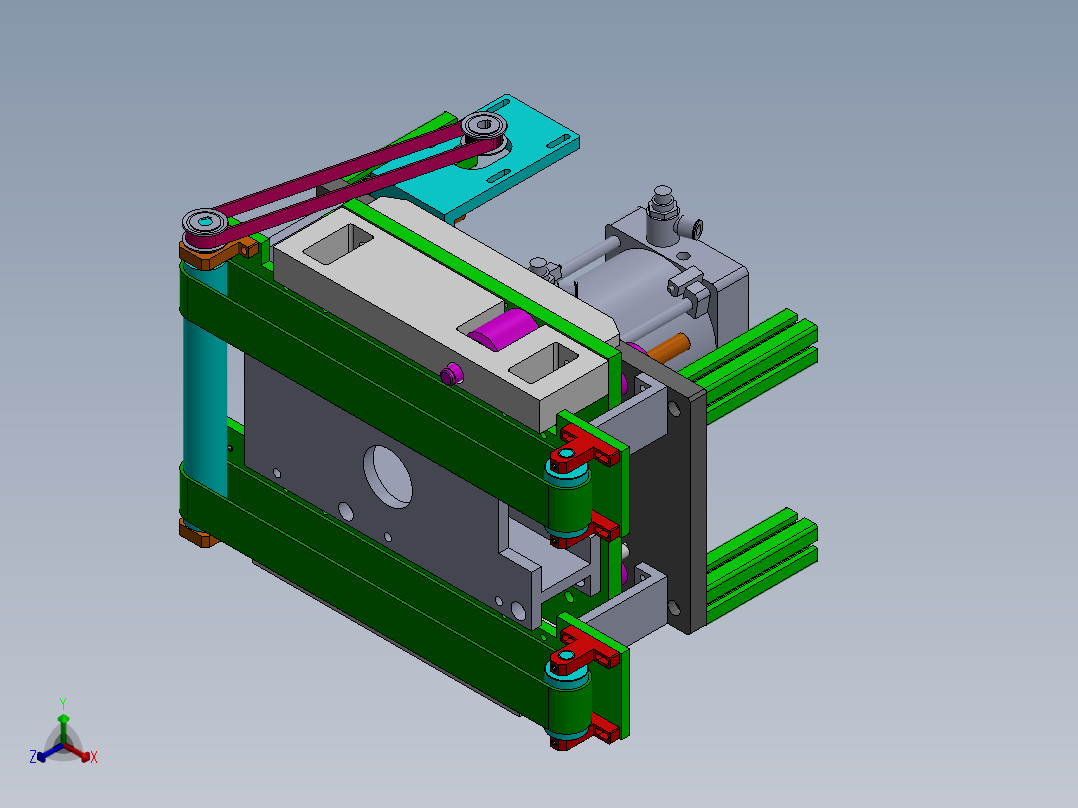 顶升定位输送带结构图正等轴测图