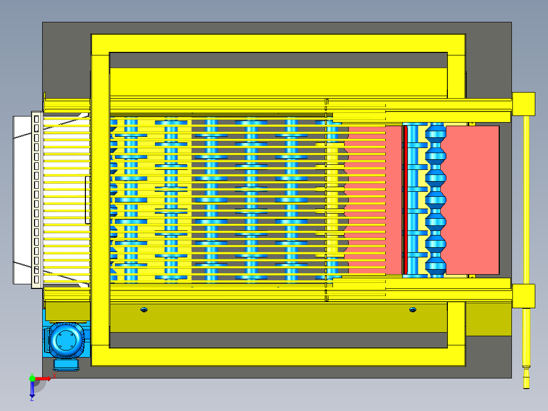 水果大小自动筛选设备三维设计俯视图